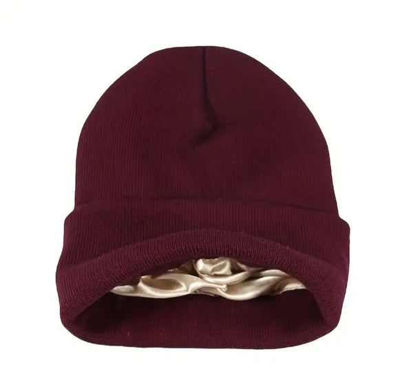 Embroidered Beanie- Satin Lined